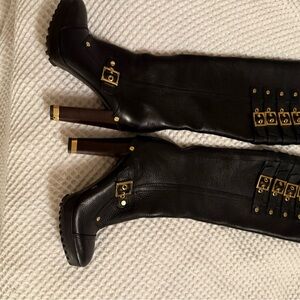 Never worn Tory Burch Black Leather Motorcycle knee high boots